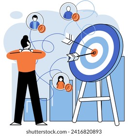 Desarrollo empresarial. Ilustración vectorial. Las ilustraciones del concepto de negocio reflejan la esencia de ideas y conceptos complejos Los hombres y las mujeres contribuyen por igual al éxito y el progreso de las empresas Diversos grupos