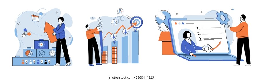 Business development. Vector illustration. Finance is essential for global economy Banking institutions play critical role in economic stability Marketing strategies influence consumer behavior