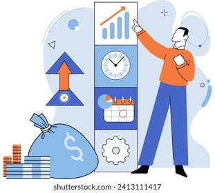 Business development. Vector illustration. Job seekers explore various career paths and opportunities Business Concept illustrations convey powerful messages and stories effectively Gender equality