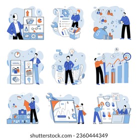 Business development. Vector illustration. Pursuing profession aligned with ones values leads to personal and professional satisfaction Networking is valuable skill in competitive job market