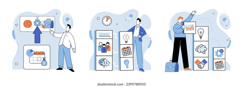 Business development. Vector illustration. Pursuing profession aligned with ones values leads to personal and professional satisfaction Networking is valuable skill in competitive job market