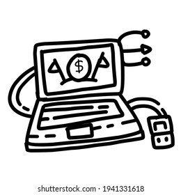 Business device hand drawn icon design, outline black, doodle icon, vector icon.
