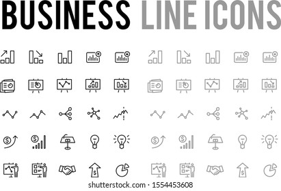 Business devleopment and analyics report vector line icon set for app and mobile website responsive  svg