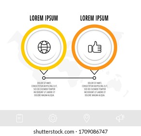 Business diagram with 2 circular elements with arrows. Vector flat concept of two business options to choose from. Infographics modern design 