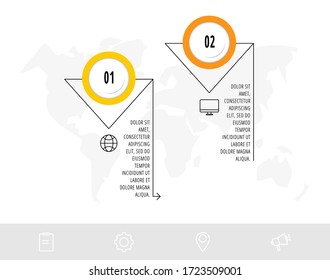 Business diagram with 2 circular elements with arrows. Vector flat concept of two business options to choose from. Infographics modern design for flowchart, timeline, web, graph, presentation