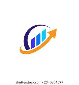 Business diagram chart logo design with arrow combination