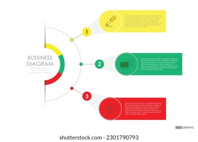 business diagram circular layout chart project timeline diagram with 3 list of steps, circular layout diagram infographic mindmap element template infographics.