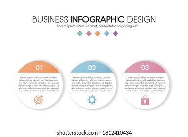 Business diagram with icons and 3 options. Infographic design. Vector