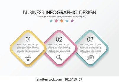 Business diagram with icons and 3 options. Infographic design. Vector