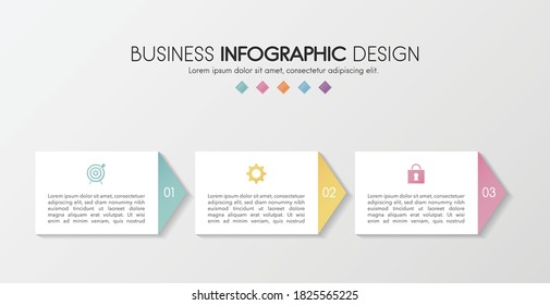 Business diagram with icons and 3 options. Infographic design. Vector