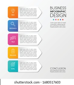 Business diagram with icons and 5 options. Infographic design. Vector 