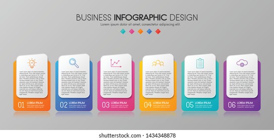 Infográfico de diagrama de negócios com 6 etapas. vetor