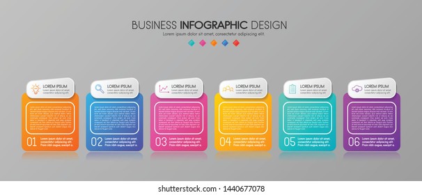 Business diagram infograph with 6 steps. Vector