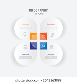 Business diagram infographic template vector element. 4 step process information graphic with icons can be used for workflow, business presentation and web graphic design 