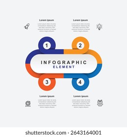 Business diagram infographic template vector element. 4 step process information graphic with icons can be used for workflow, business presentation and web graphic design 