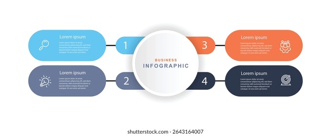 Business diagram infographic template vector element. 4 step process information graphic with icons can be used for workflow, business presentation and web graphic design 