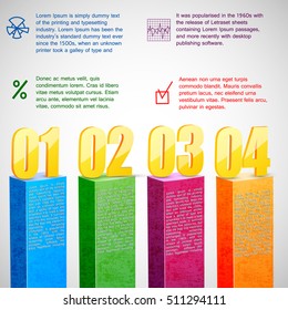 Business diagram template with text fields and numbers flat vector illustration