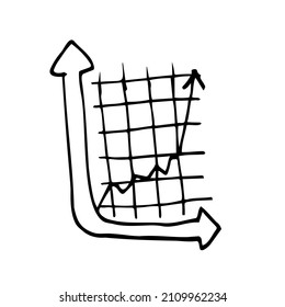 Business diagram vector icon. Simple black outline illustration. Statistics and analytics doodle. Infographic sketch element. Financial scheme of growth