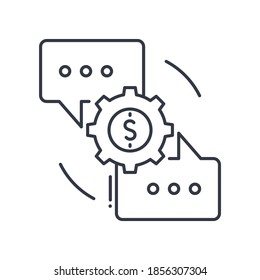 Business dialog concept icon, linear isolated illustration, thin line vector, web design sign, outline concept symbol with editable stroke on white background.