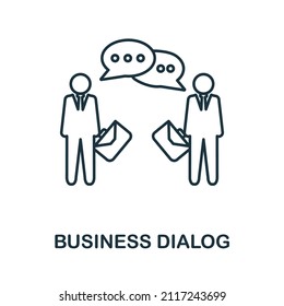 Symbol für den Geschäftsdialog. Zeilenelement aus der Projektentwicklungs-Auflistung. Linear Business Dialog Symbol für Webdesign, Infografiken und mehr.