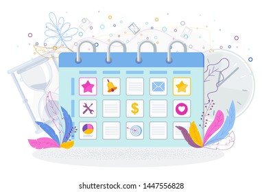 Business diary concept. Business Planning, Schedule and Agenda. Trendy flat vector style.
