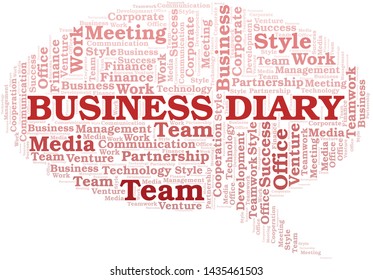 Business Diary word cloud. Collage made with text only.