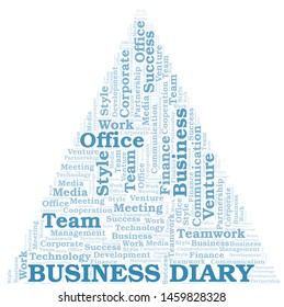 Business Diary word cloud. Collage made with text only.