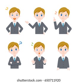 Business in different poses. Vector illustration