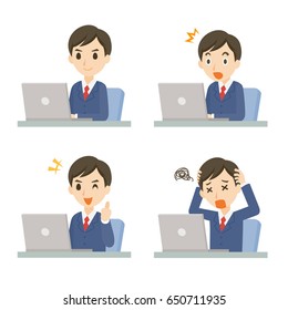 Business in different poses. Vector illustration
