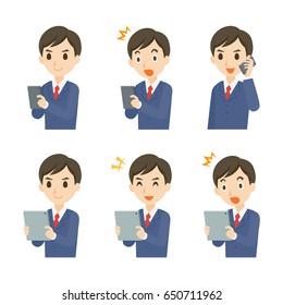 Business in different poses. Vector illustration