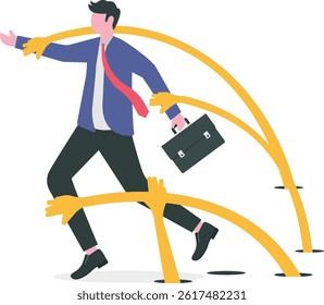 Business difficulty or struggle with career obstacles. struggling concept

