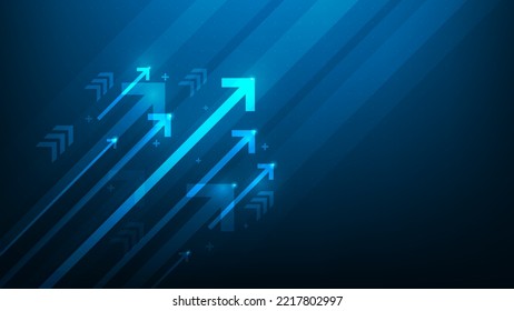 el crecimiento digital del negocio se reduce al éxito en un fondo azul oscuro.  circuito de tecnología de gráficos de inversión para el éxito. estrategia de tecnología financiera.beneficios de la tabla de mercado. ilustración vectorial de alta tecnología.