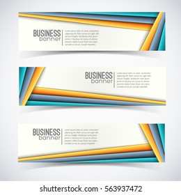 Business digital infographic horizontal banners with colorful lines and text isolated vector illustration
