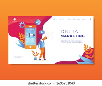 Business Digital Marketing Concept Landing Page In Modern Style