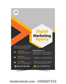 Business digital marketing Flyer design template in a4 size. layout design Template. Business Presentation, Banner, Annual Report, Portfolio, vector template.