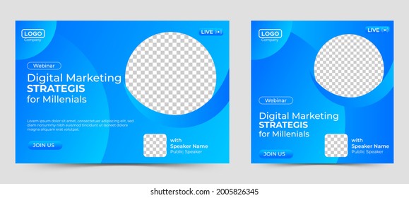 Business Digital Marketing live webinar banner invitation and social media post template. Business webinar invitation design. Vector EPS 10