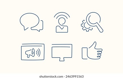 Business and digital marketing one line vector icons