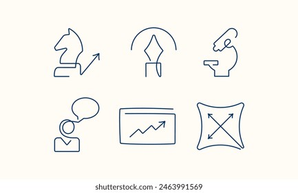 Business and digital marketing one line vector icons