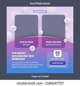 Business and digital marketing or seo tips webinar or online event social media post template design