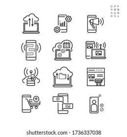 Business digital marketing stroke outline icon. Vector illustrator.