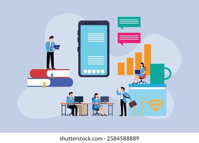 Business and Digital Workplace 2d flat vector illustrations