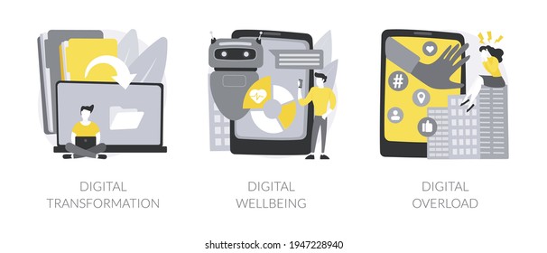 Business digitalization abstract concept vector illustrations.
