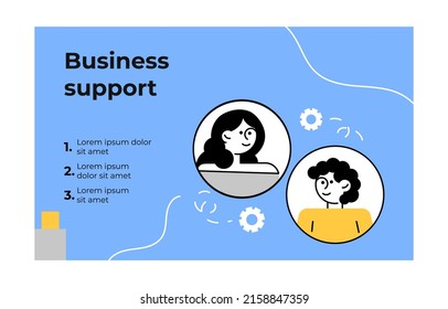 Business digitalization presentation and slide layout background. Business scene with outline character.