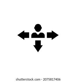 Business Dilemma, Businessman Choices. Flat Vector Icon illustration. Simple black symbol on white background. Business Dilemma, Businessman Choices sign design template for web and mobile UI element.