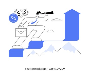 Business direction abstract concept vector illustration. Business strategy, long and short term planning, vision and setting goals, company growth, change direction campaign abstract metaphor.