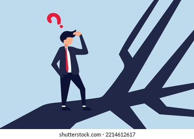 Business direction, choosing options or multiple path, confused businessman thinking make decision on multiple route ahead.