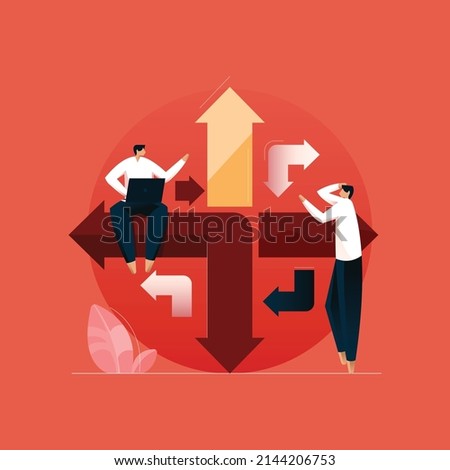 Business Direction and Difficult Choice concept, Finding New way and Solution For Success