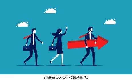 Business direction. Leaders set the direction of the organization. vector