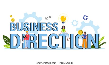 Business direction web banner concept. Idea of choice and guidance. People making business decision. Isolated flat illustration vector