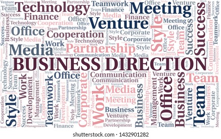 Business Direction word cloud. Collage made with text only.